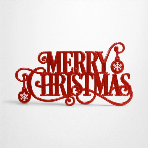 Red Metal Merry Christmas Sign 121cm x 65cm 