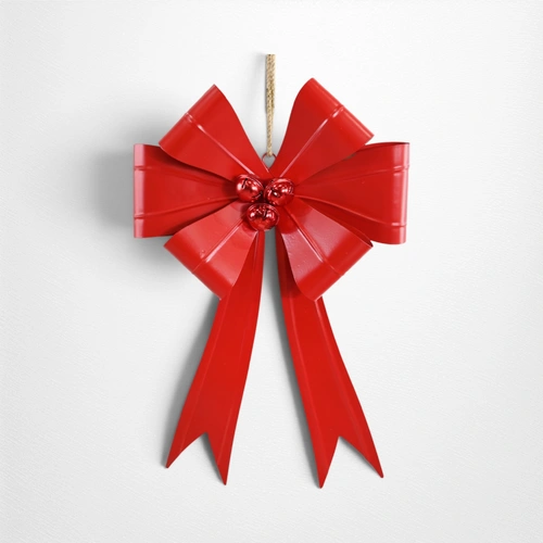 52cm x 34cm Red Metal Christmas Bow 