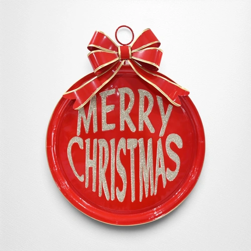 Red/Gold Metal Bauble w/Bow
