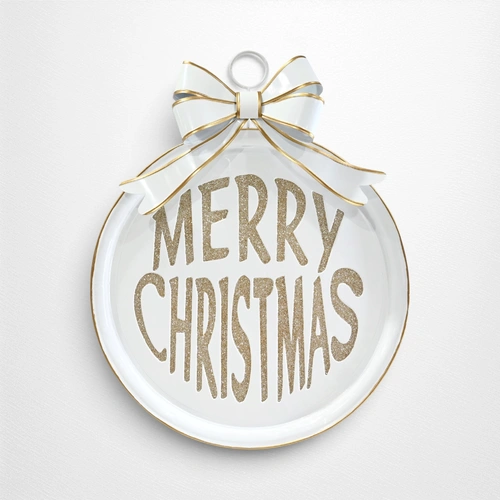 White /Gold Metal Bauble w/Bow