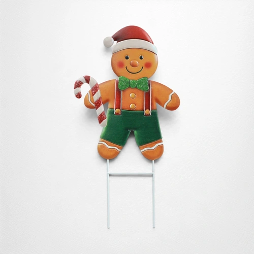 Christmas Metal Yard Gingerbread Stake