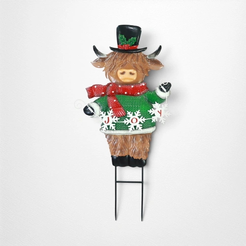 Metal Highland Cow Lawn Stake A