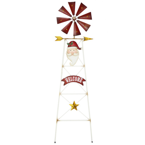 Metal Santa Windmill Tower - 125cm Tall