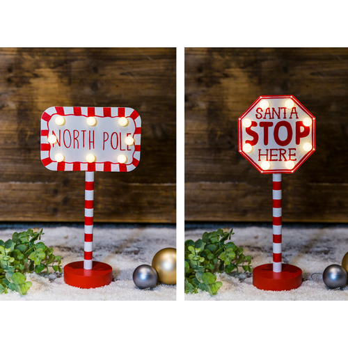 Santa Stop Here Battery Operated Sign