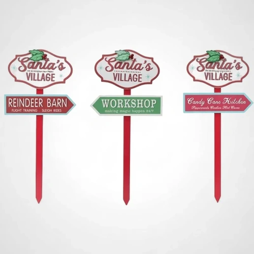 Santa’s Village Sign with Holly