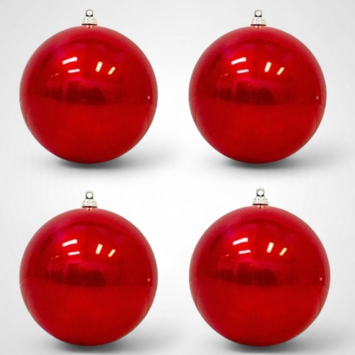 100mm Red Baubles 4Pk -PREORDER FOR 2025