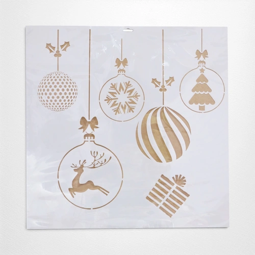 Christmas Baubles Snow Spray Stencil 