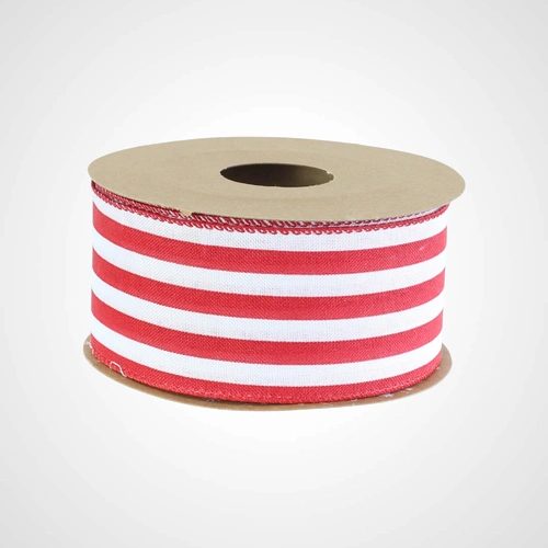 Ribbed Candy Cane Striped Ribbon