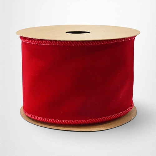 Burgundy Flocked Ribbon - 63mm x 5m