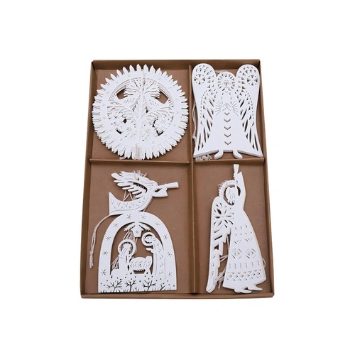 24 x Paper White Hanging Christmas Decals