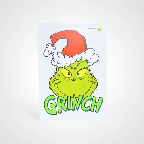 Metal Grinch Head Sign
