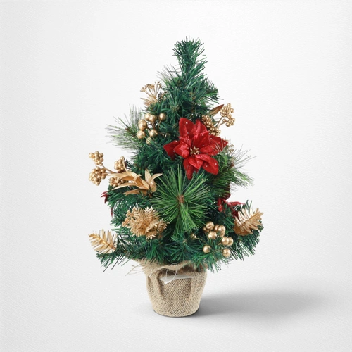 Potted Decorated Pine Tree B Red