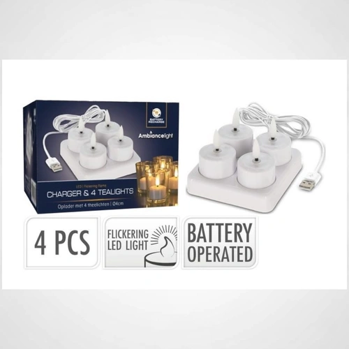 Rechargeable USB LED 4 Pc Tealight
