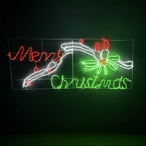 Merry Christmas with Candles Rope Light Motif 