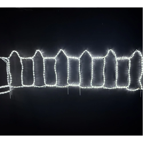 White Picket Fence Rope Light Motif