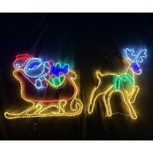 Santa Sleigh Reindeer Rope Light Motif