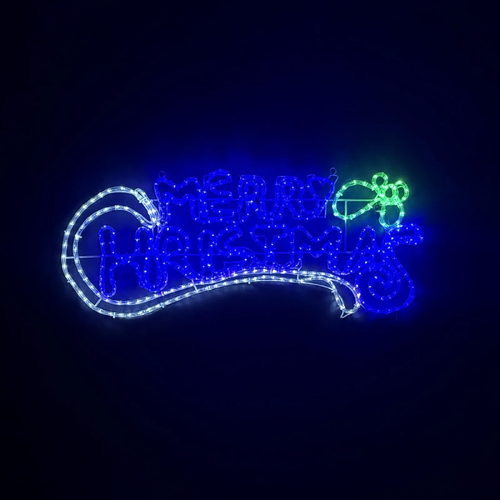 100cm Blue and White Merry Christmas Rope Light Motif 