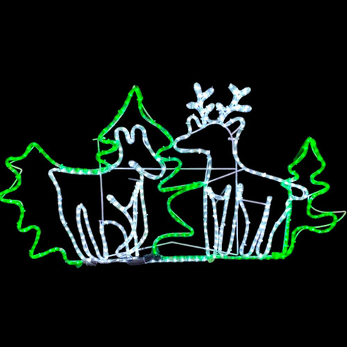 2 Reindeer with Trees Rope Light Motif