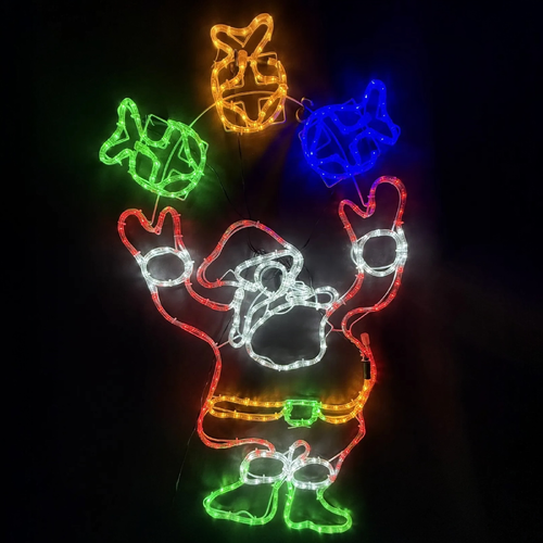 LED Santa Juggling Presents Rope Light Motif
