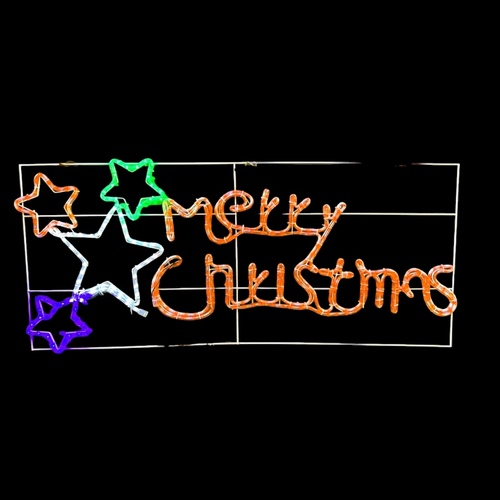 Merry Christmas 4 Stars Rope Light Motif - FREE SHIPPING