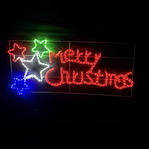 Merry Christmas 4 Stars Rope Light Motif 
