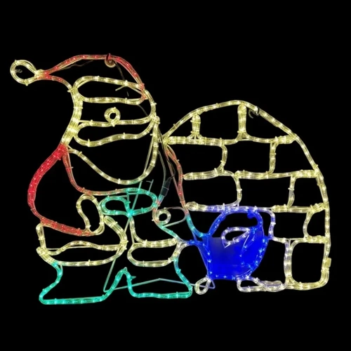 Santa Penguin Igloo Rope Light Motif 