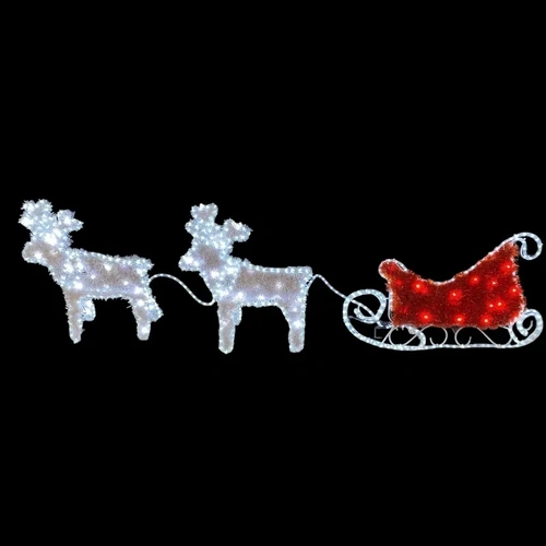 Tinsel Reindeer with Sleigh Rope Light Motif