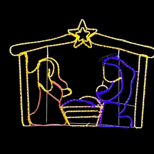 Nativity with Stable and Star Rope Light Motif 
