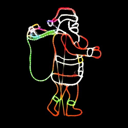 Walking Santa with Sack Rope Light Motif 