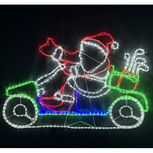 Santa in Golf Buggy Rope Light Motif 