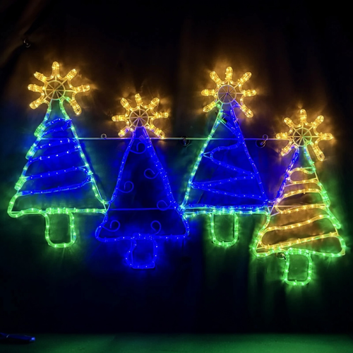 4 Christmas Trees Rope Light Motif 