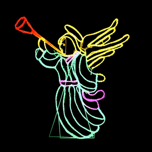 LED Colourful Angel with Flashing Wings Rope Light Motif