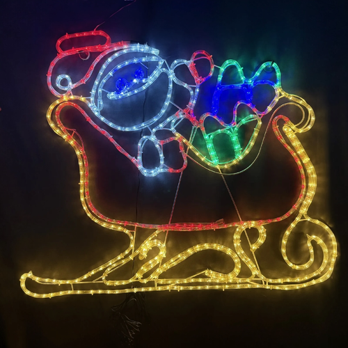 100cm Santa in Sleigh Rope Light Motif 