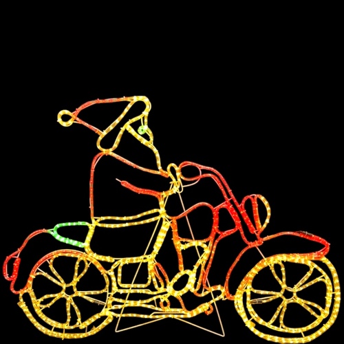 Santa Riding Motorbike Rope Light Motif - see video