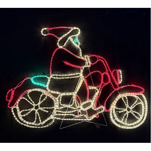 Santa Riding Motorbike Rope Light Motif - see video