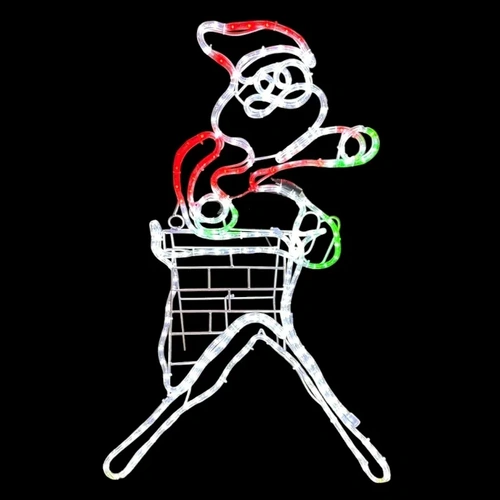 Santa on Chimney Roof Rope Light Motif