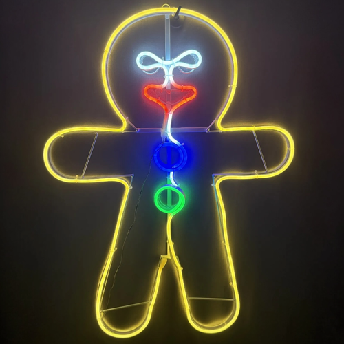 Neon Gingerbread Boy Rope Light Motif 