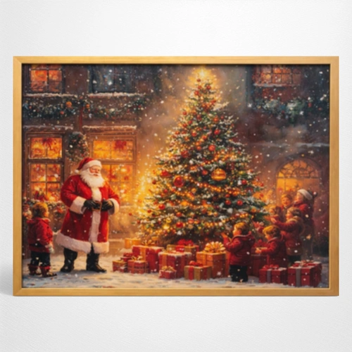 Santa & The Children Light Up Frame